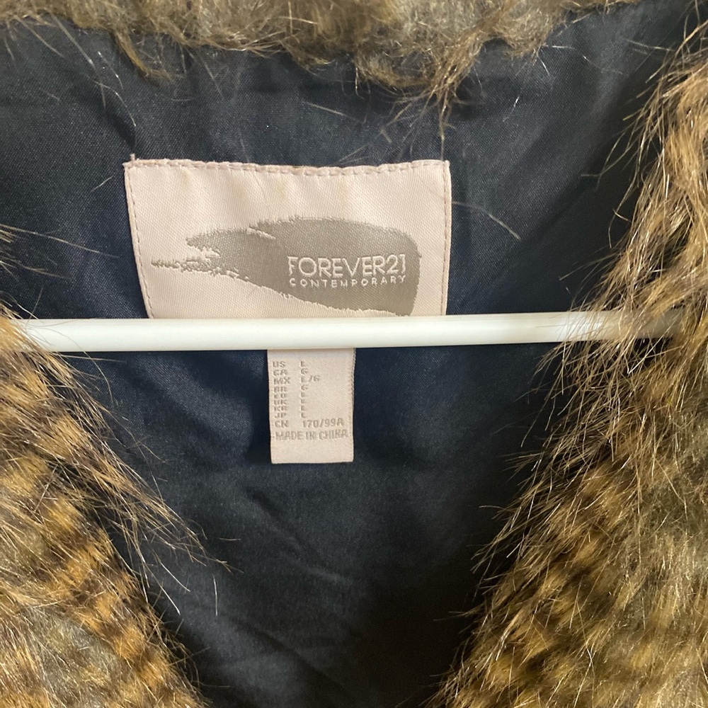 Forever 21 Brown Faux Fur Trim Vest